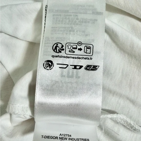 🔥 DIESEL ✅ White Graphic Men's Tee Slim Fit Shirt Diesel Industry Denim Division - Picture 9 of 11